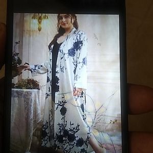 Elegant beige and black long robe